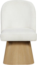 Marlowe - Linen Textured Fabric Upholstered Swivel Dining Side Chair - Stained Natural