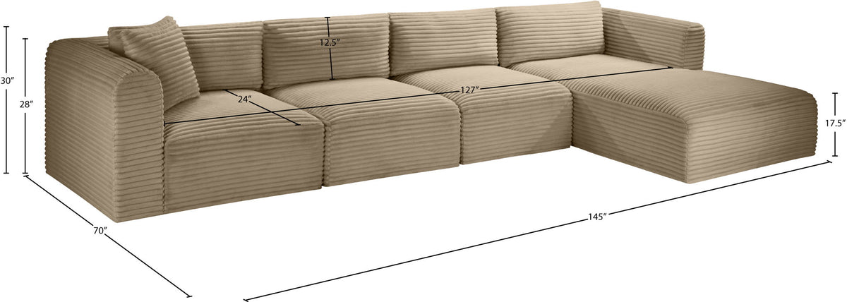 Shaggy - Fabric 4 Piece Modular Sectional