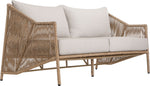 Coastline - Olefin Water Resistant Fabric And Wicker Outdoor Patio Loveseat - Beige