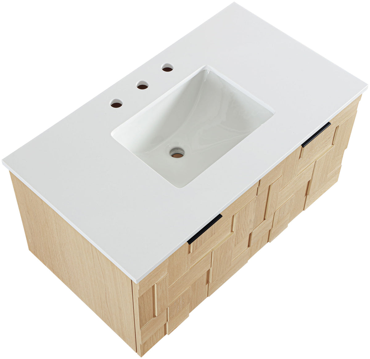 Leonardo - Engineered Stone And Solid Wood 24" Wall Mounted Bathroom Vanity