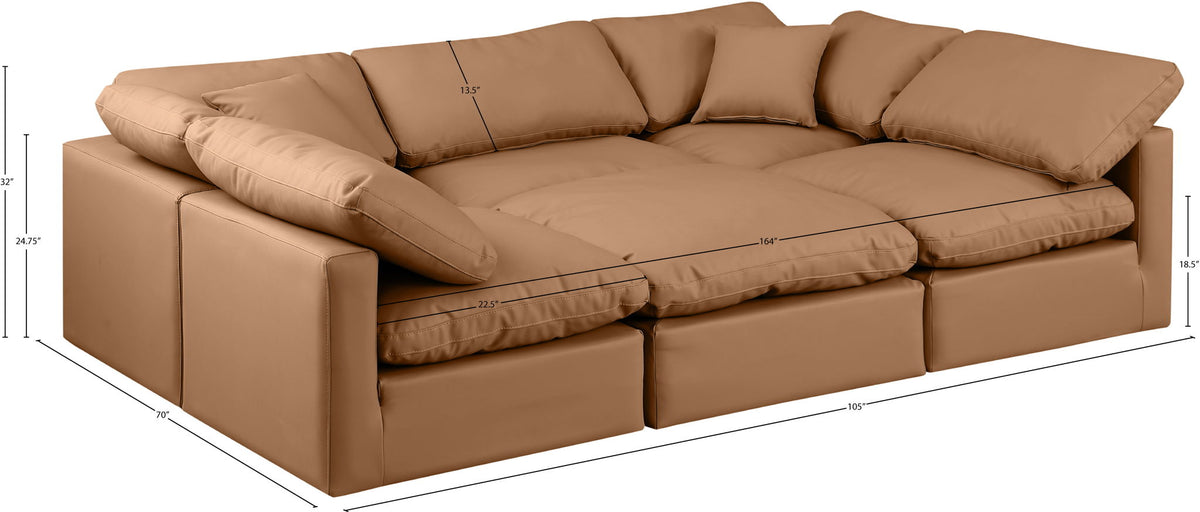 Indulge - Faux Leather 6 Piece Modular Sectional