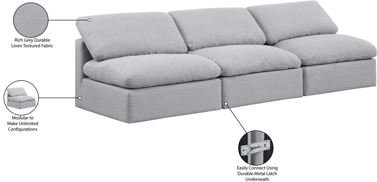 Indulge - Linen 3 Seat Modular Armless Sofa