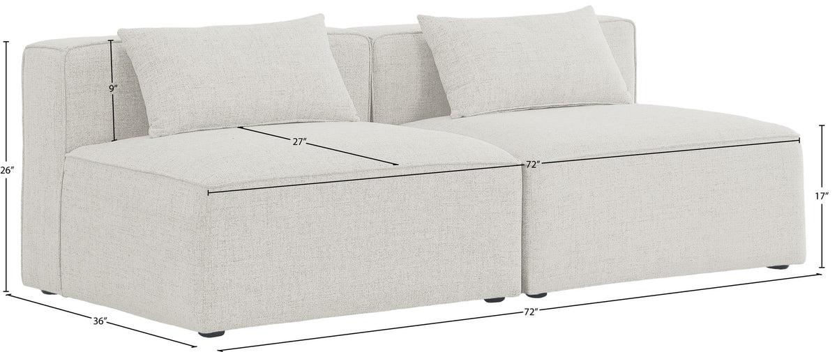 Cube - Linen Modular 2 Seat Armless Sofa
