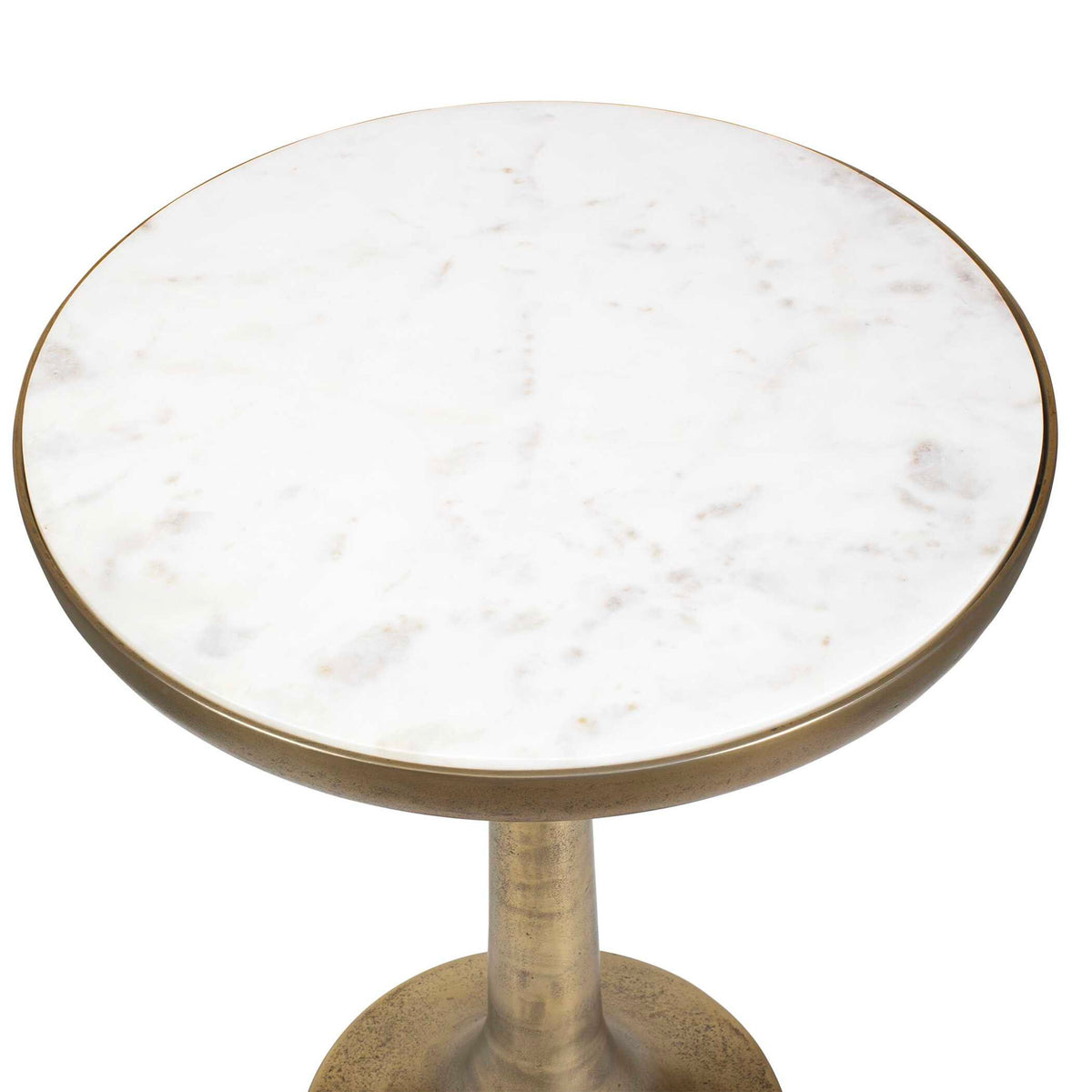 Gianno - Round Marble Side Table - Brass / White