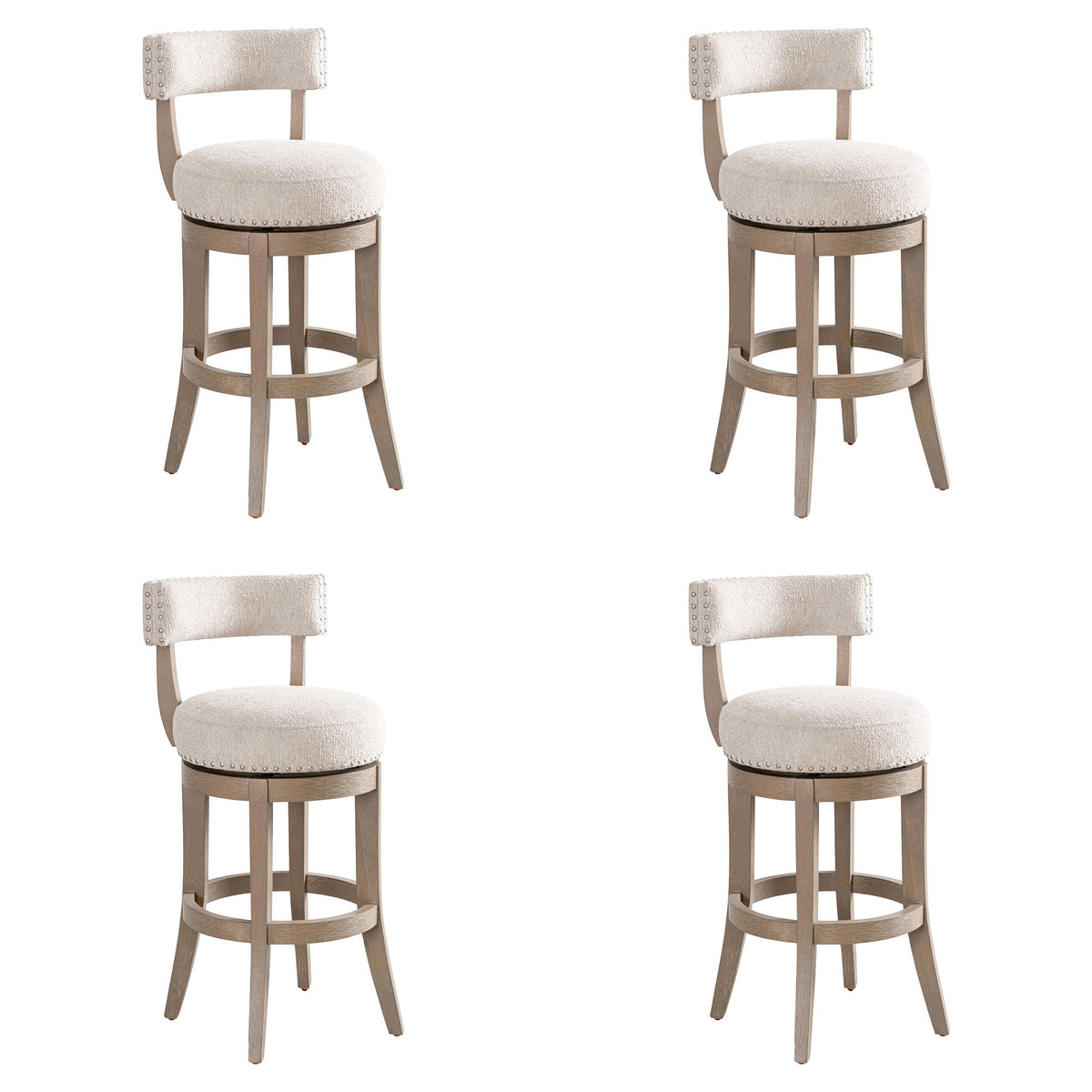 Mystic - Solid Wood Upholstered 30" Bar Height Swivel Barstool