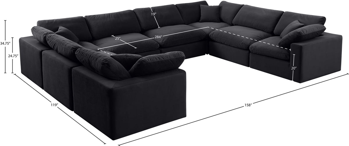 Comfy - 8 Piece Velvet Modular Sectional