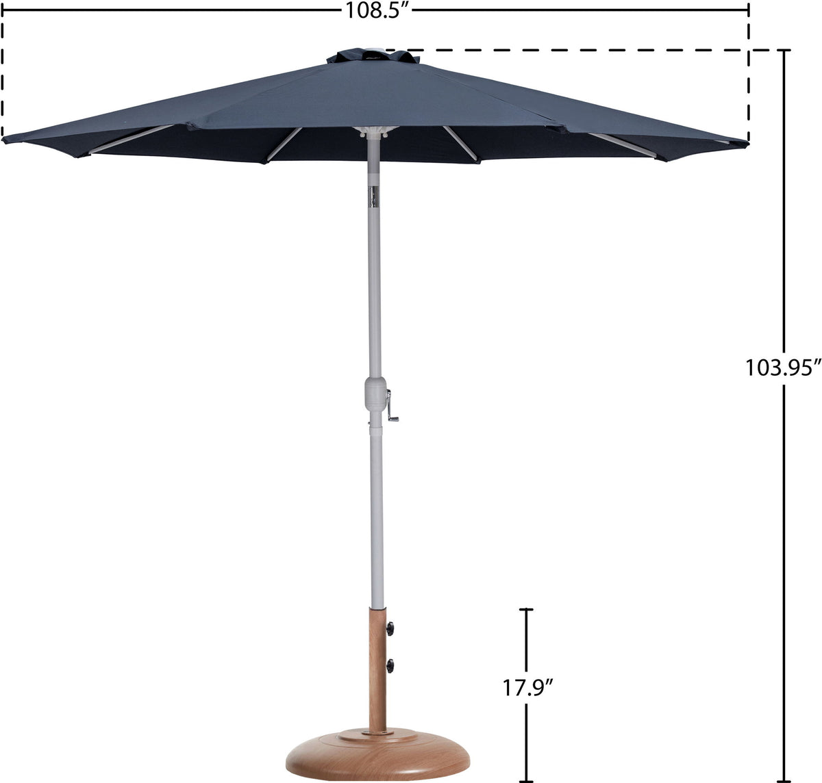 Fiji - Aluminum Patio Umbrella With Round Teak And White Base