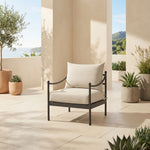 Leni - Outdoor Club Chair With Cushions And Powder Coated Aluminum Frame - Moonveil / Warm Gray