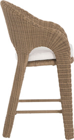 Seacrest - Olefin Water Resistant Fabric And Wicker Outdoor Patio Bar Stool