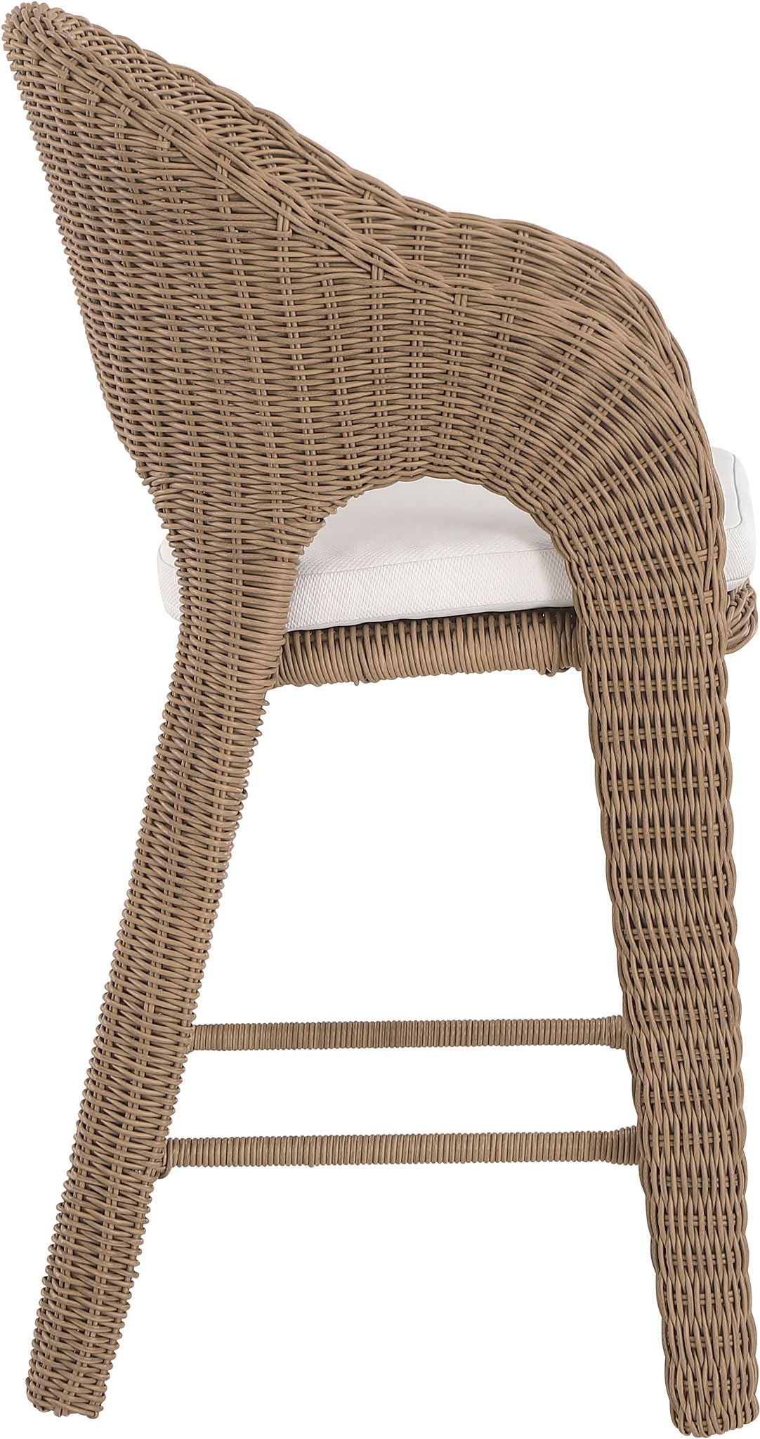 Seacrest - Olefin Water Resistant Fabric And Wicker Outdoor Patio Bar Stool