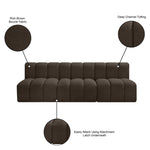 Arc - Boucle Fabric 3 Piece Modular Straight Sofa - Brown