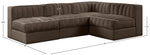 Rummi - Armless Velvet Performance Fabric Upholstered 4 Piece Modular Sectional