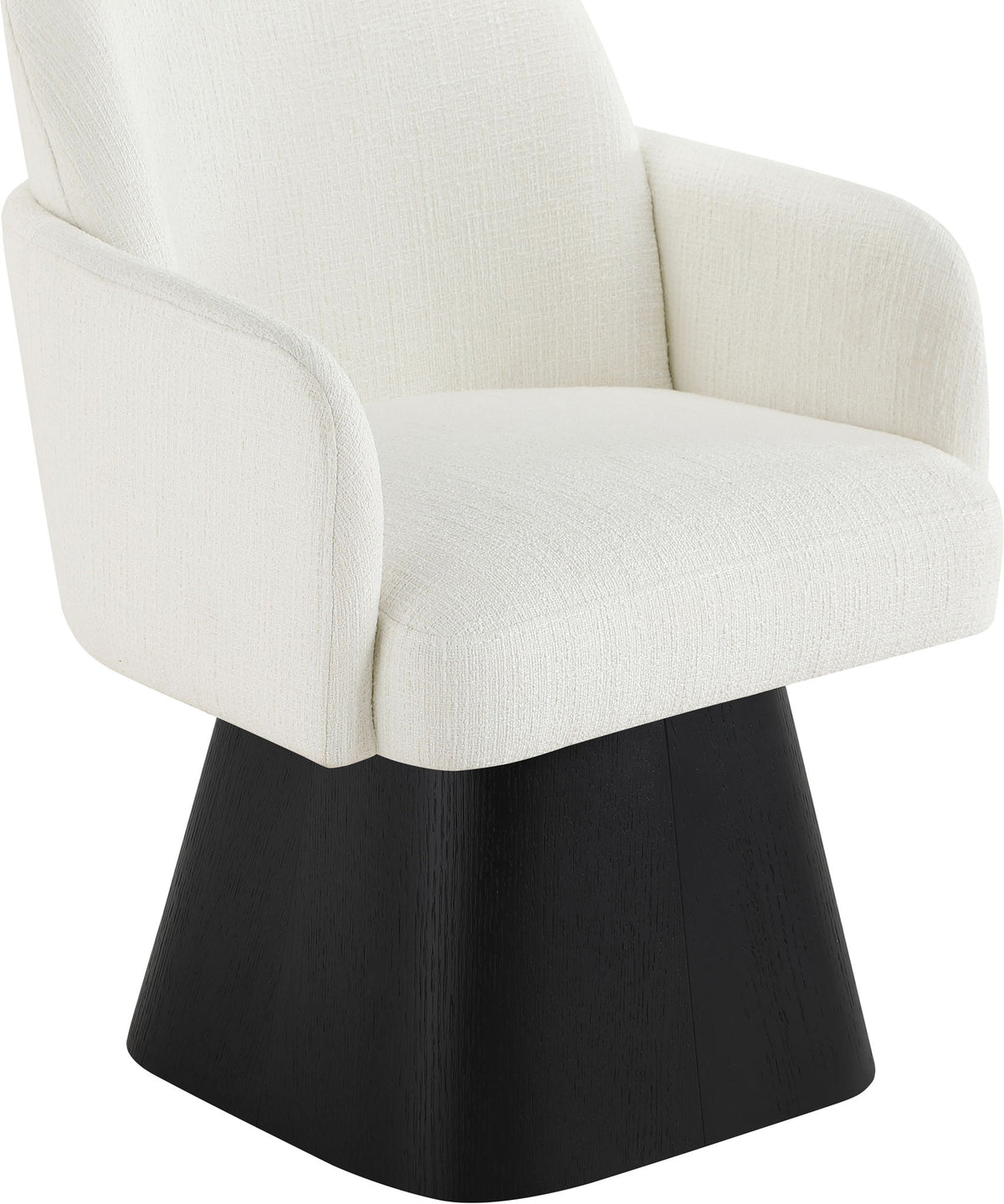 Marlowe - Linen Textured Fabric Upholstered Swivel Dining Arm Chair - Stained Black