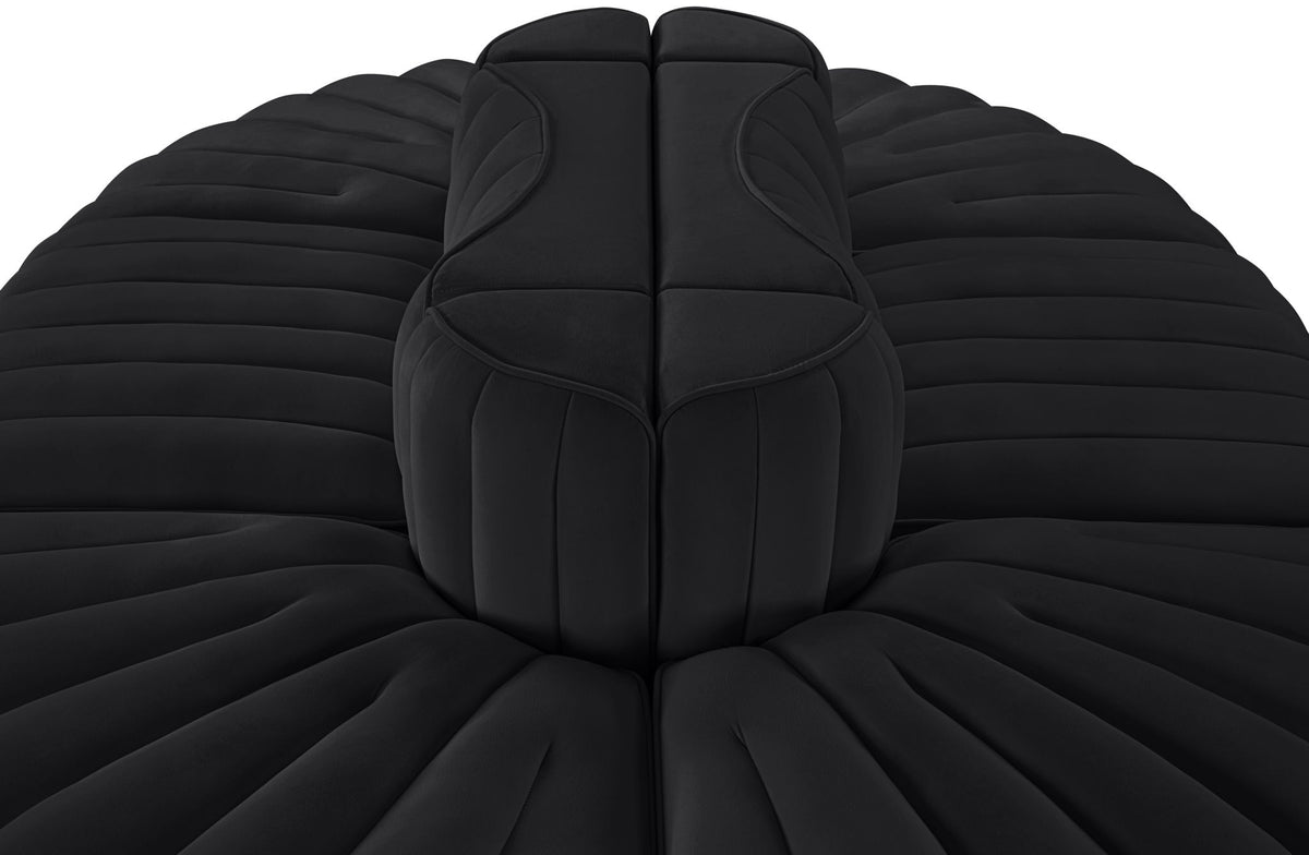 Rummi - Oval Velvet Performance Fabric Upholstered 6 Piece Modular Sectional