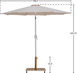 Fiji - Aluminum Patio Umbrella With Square Teak And White Base