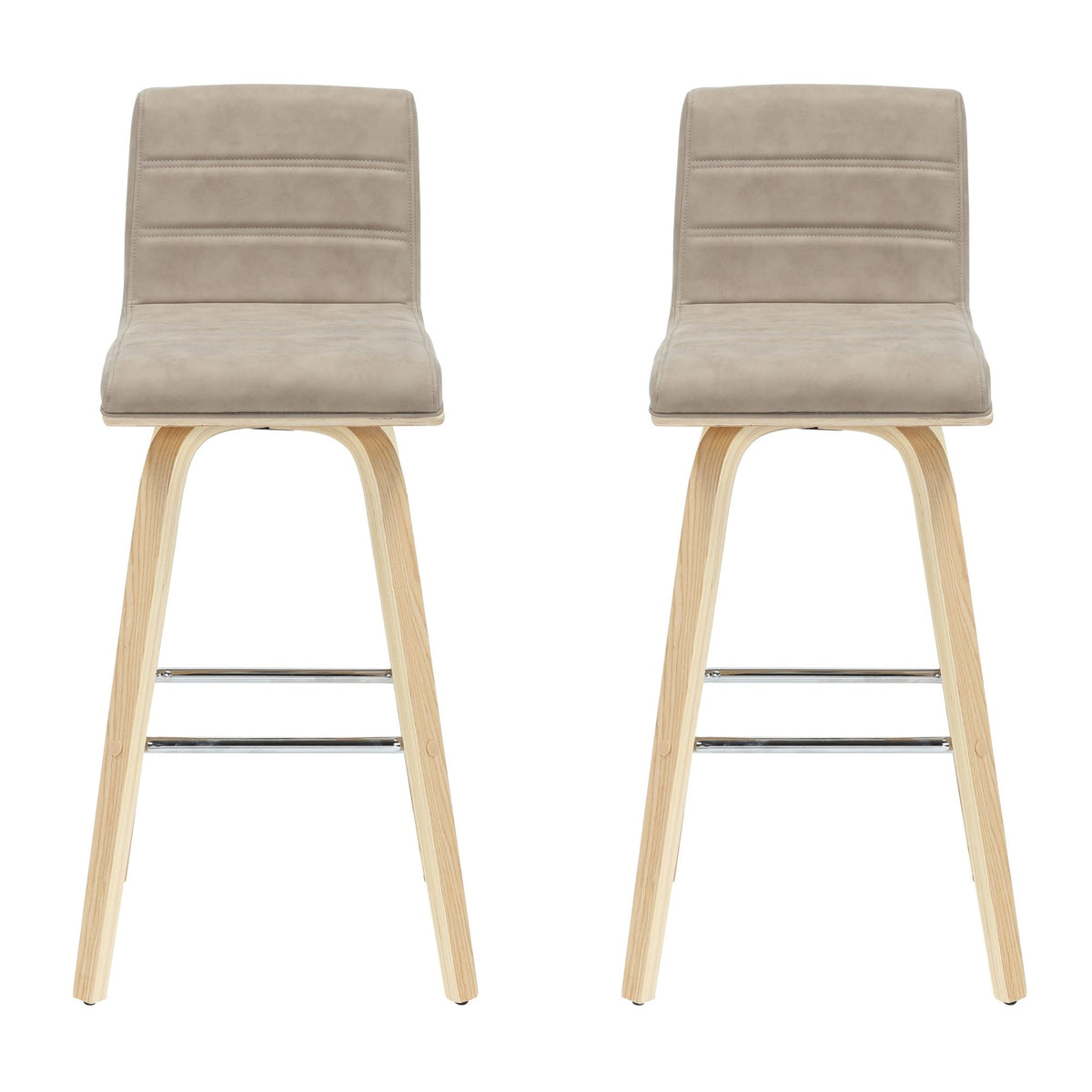 Vienna - 39.5" Swivel Bar Height Square Back Wood Bar Stool With Faux Leather Seat