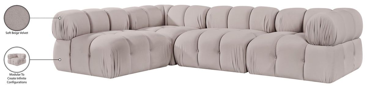 Orin - Fabric Velvet 4 Piece Modular Sectional
