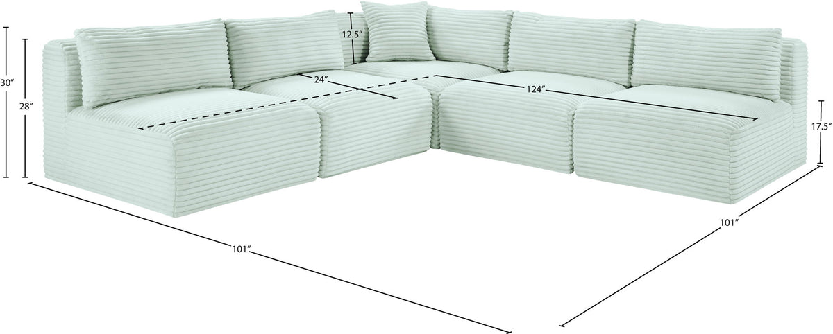 Shaggy - 5 Piece Modular Corner Armless Sectional