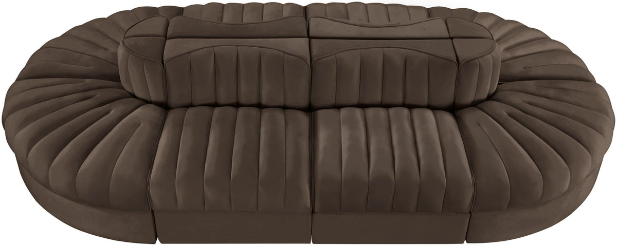 Rummi - Oval Velvet Performance Fabric Upholstered 8 Piece Modular Sectional