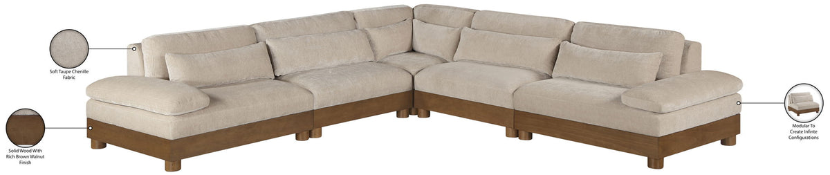 Turin - Chenille Fabric Upholstered Modular Sectional - Taupe