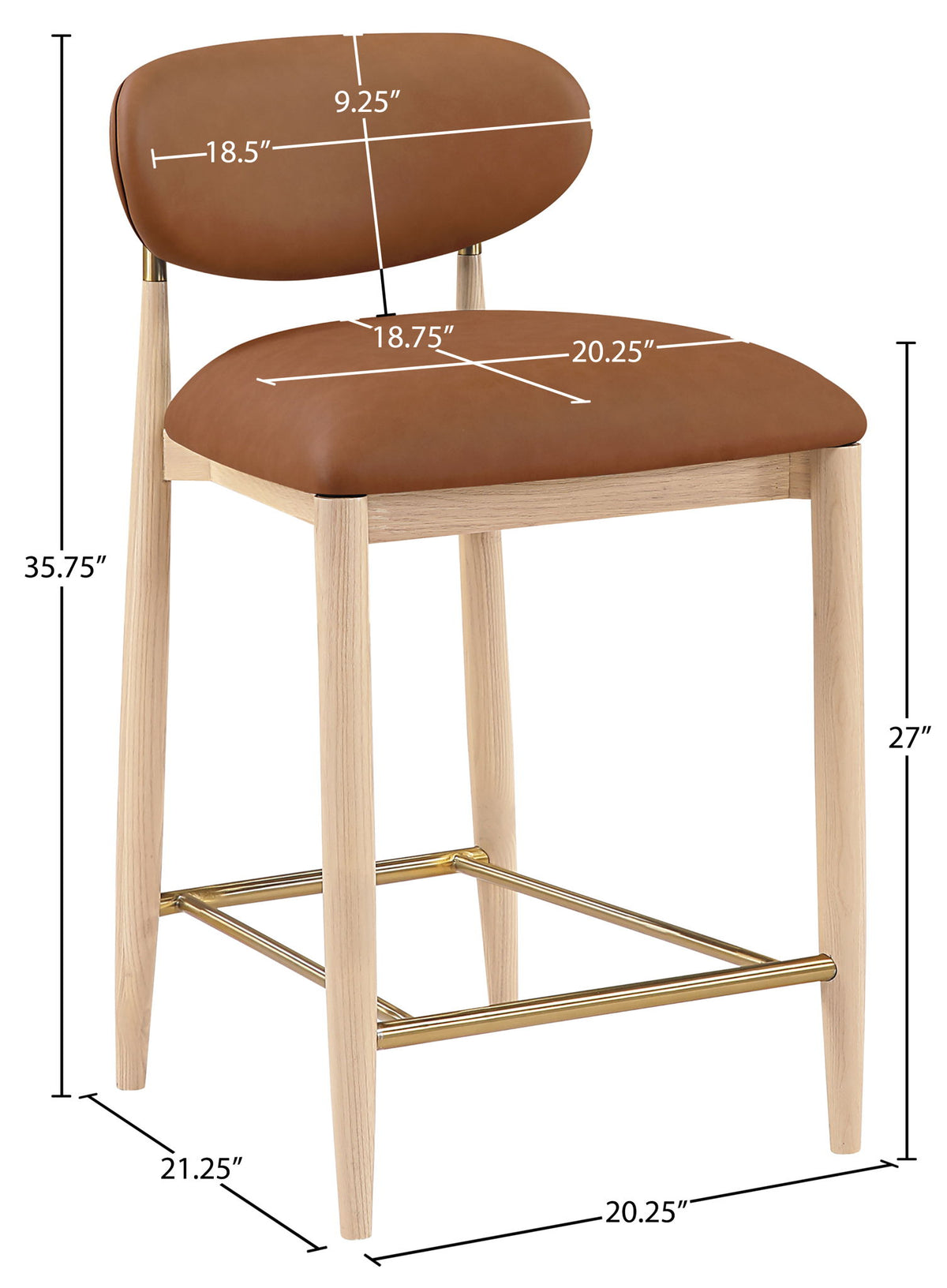 Riccio - Stool - Natural And Gold Frame