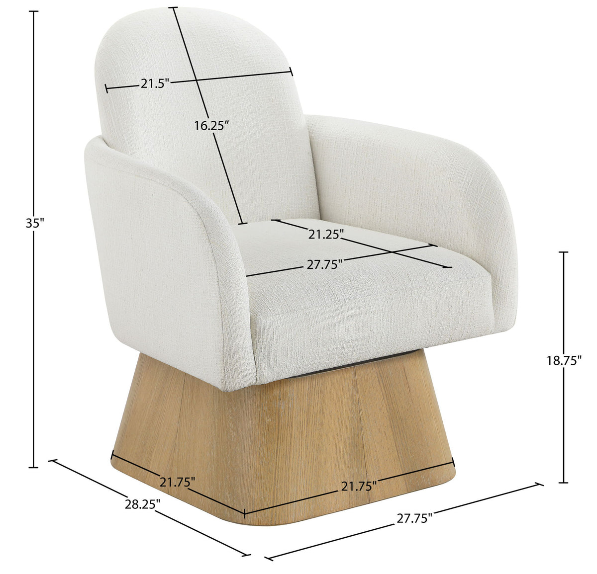 Marlowe - Linen Textured Fabric Upholstered Swivel Accent Chair - Stained Natural