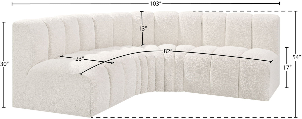 Arc - Boucle Fabric 4 Piece Corner Modular Sofa