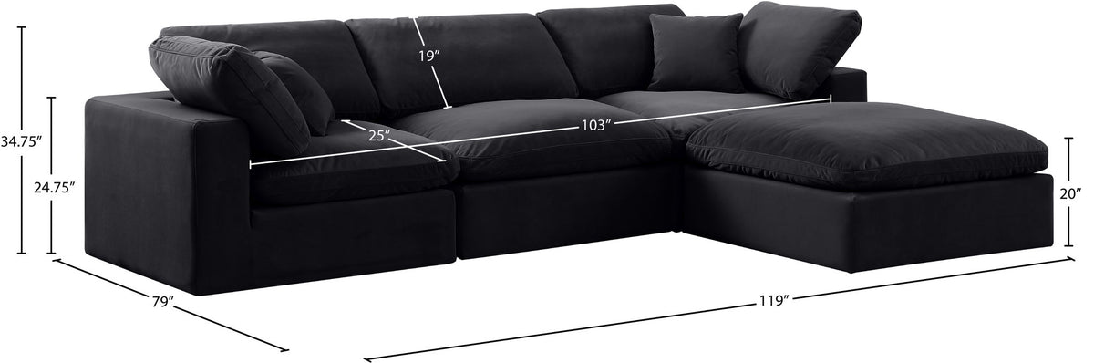 Comfy - 4 Piece Velvet Modular Sectional With Chaise