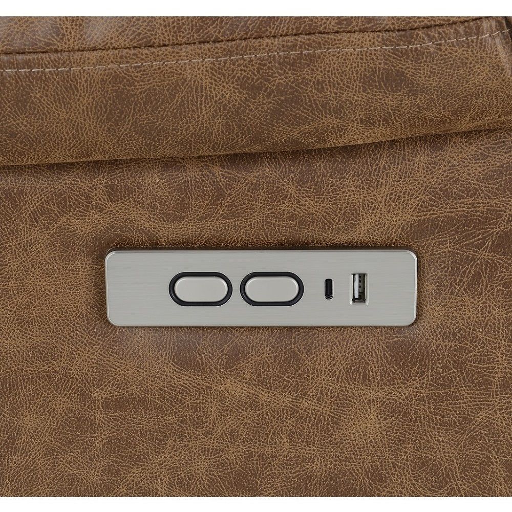 Omarion - Power Recliner With Lift & Heating & Massage - Brown Leather Aire