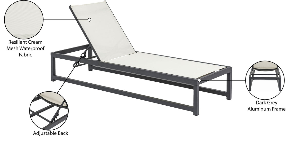 Maldives - Water Resistant Outdoor Patio Adjustable Sun Chaise Lounge Chair With Gray Base