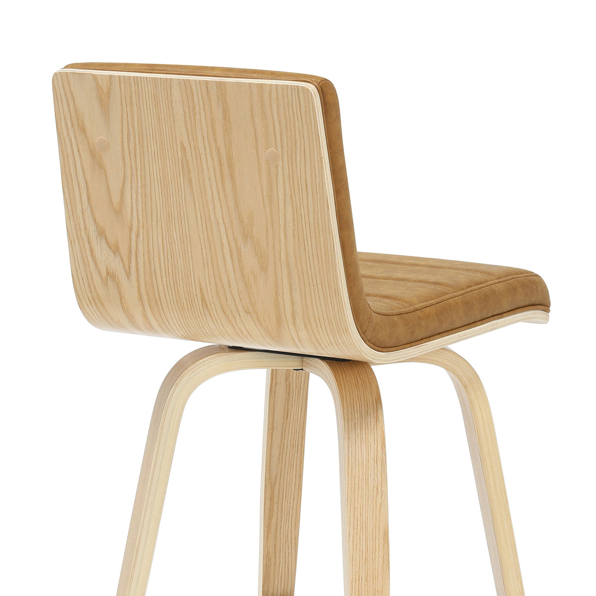 Vienna - 35.5" Swivel Counter Height Square Back Wood Bar Stool With Faux Leather Seat