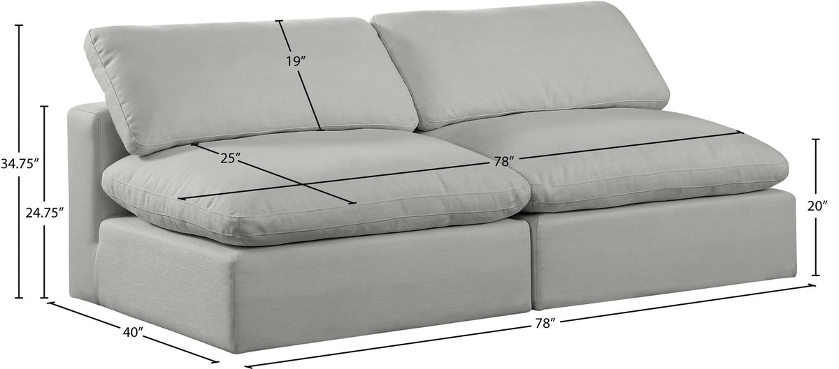Comfy - Linen Modular Armless Sofa 2 Seats