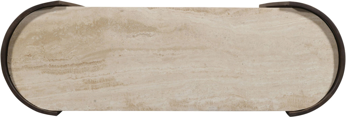 Solstice - Travertine And Mango Wood Table