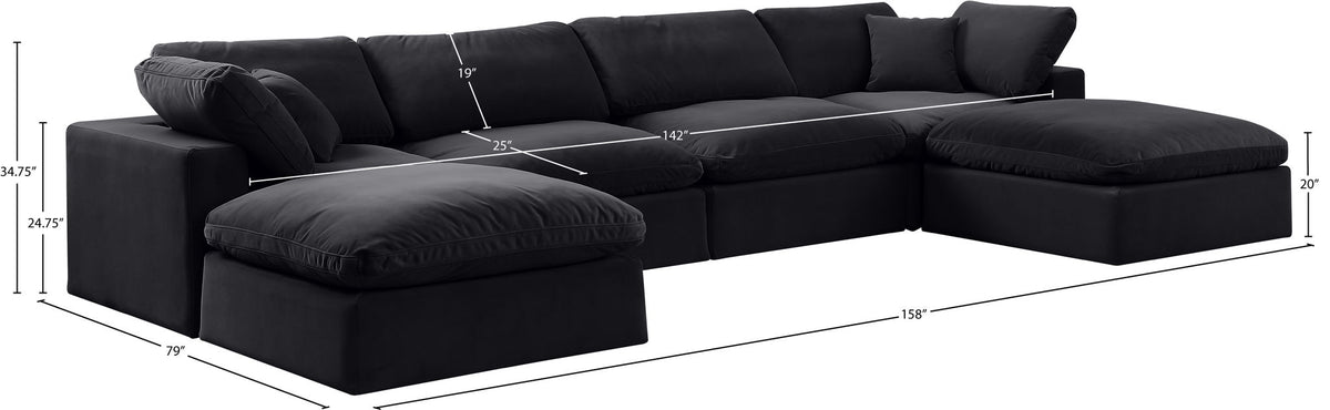 Comfy - 6 Piece Velvet Modular Double Chaise Sectional
