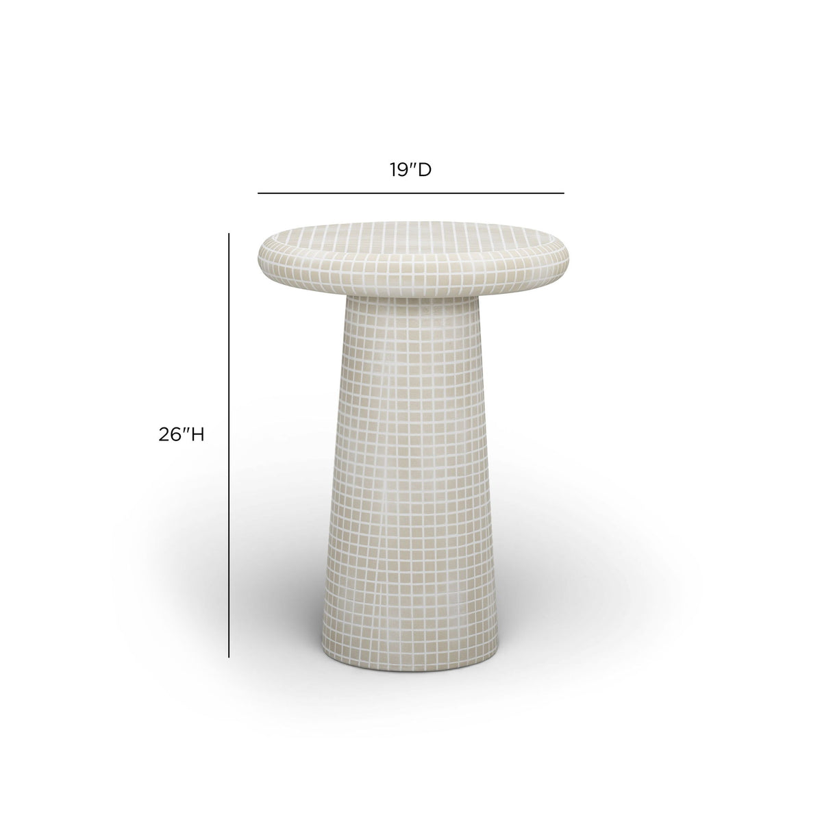 Monica - Tiled Pattern Tall Side Table - Beige