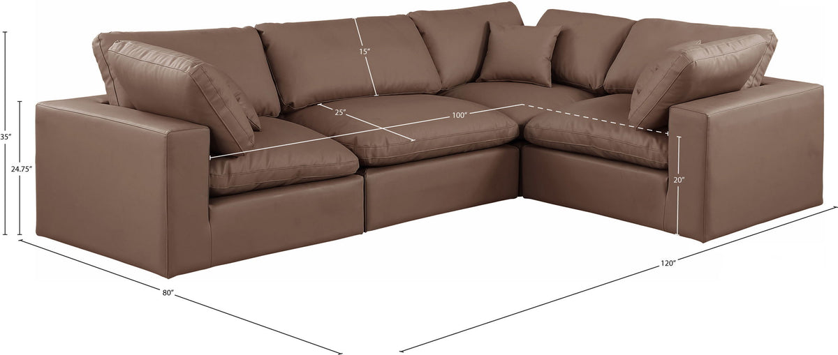 Comfy - 4 Piece Faux Leather Modular Sectional
