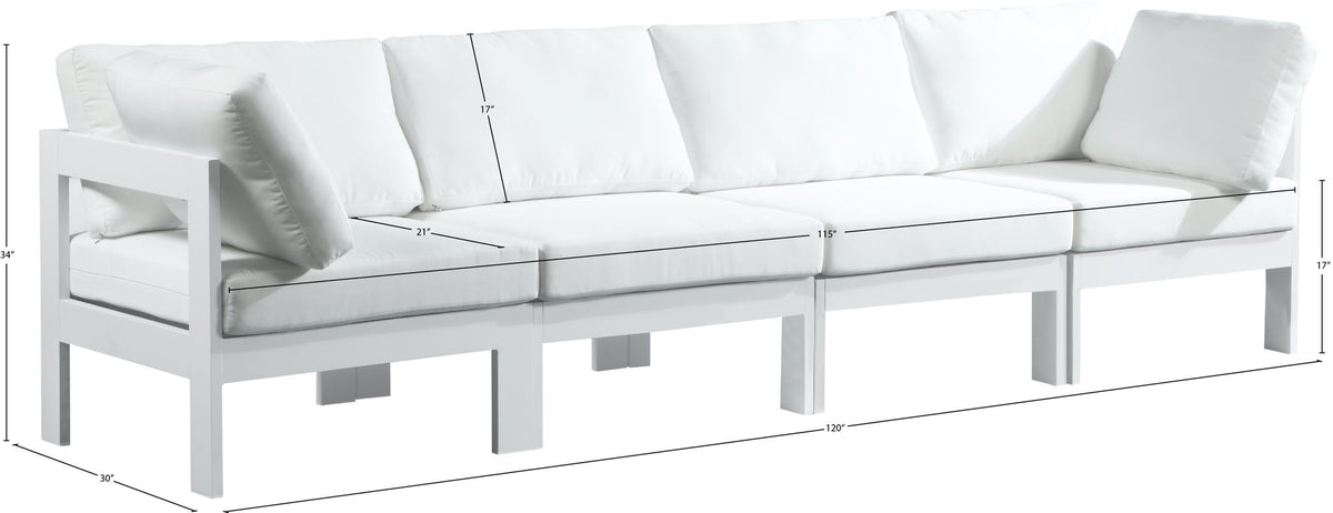 Nizuc - Outdoor Patio 4 Seat Modular Sofa With White Frame