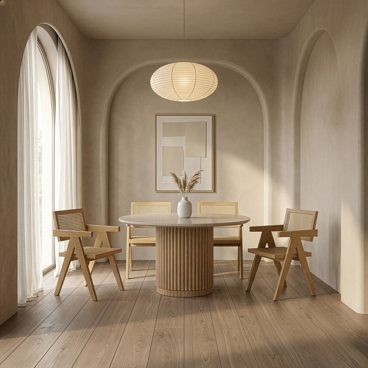 Bambi - Modern Botticino Marble + Mango Round Dining Table by VIG Furniture - View 2