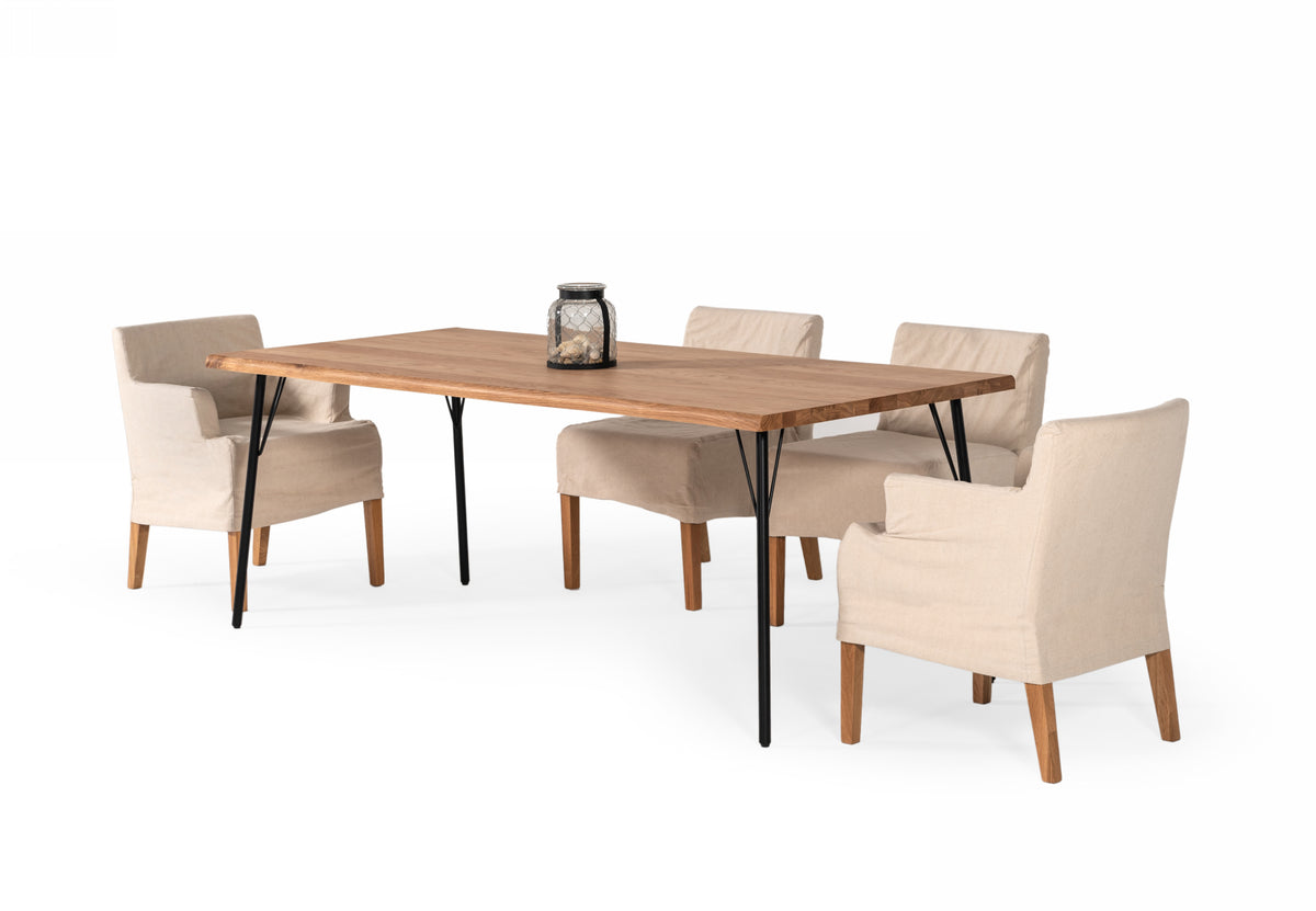Barnum - Industrial Oak and Black Iron Live Edge Dining Table by VIG Furniture - View 2