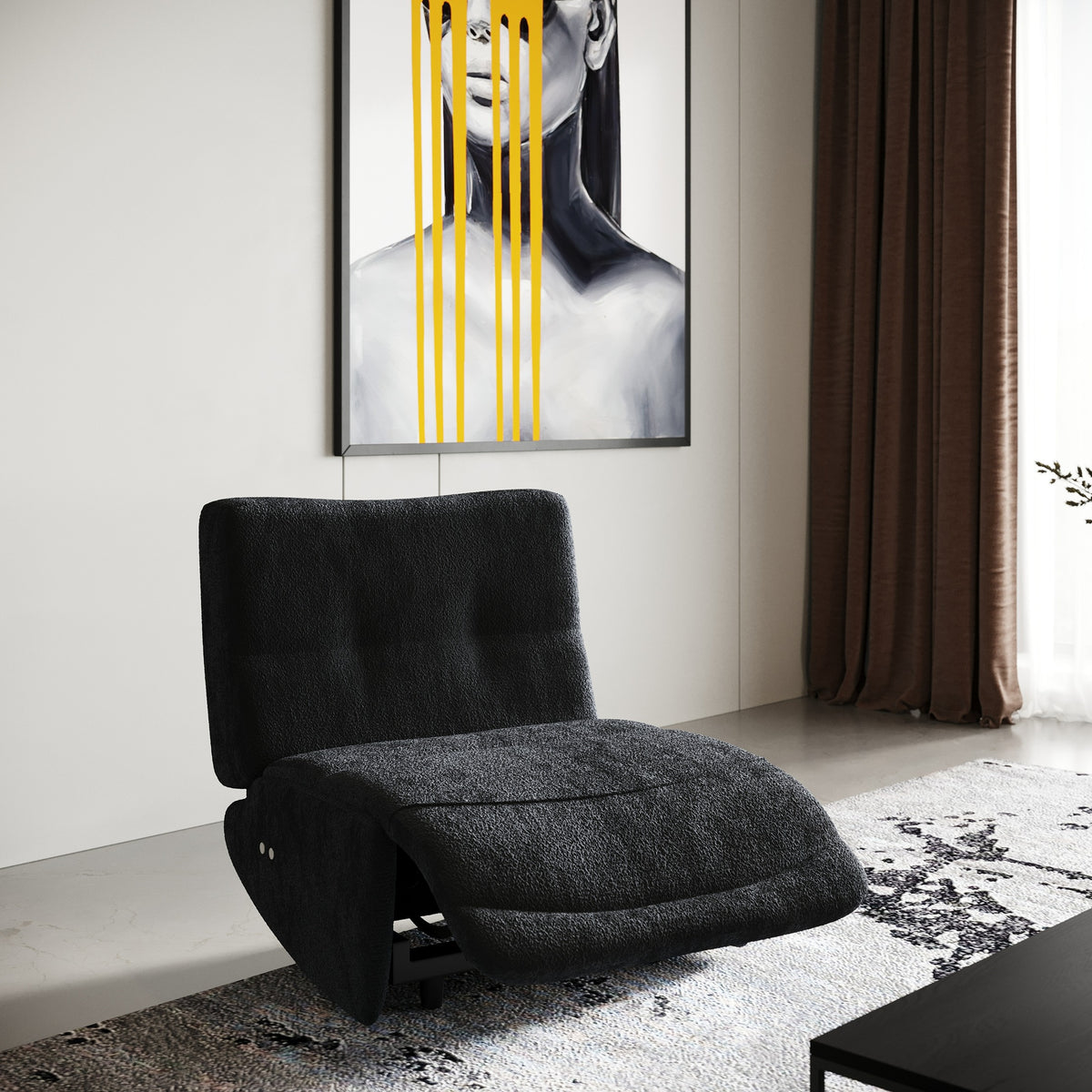 Basil - Modern Black Fabric Small Sofa With 3 Electric Recliners by VIG Furniture - View 2