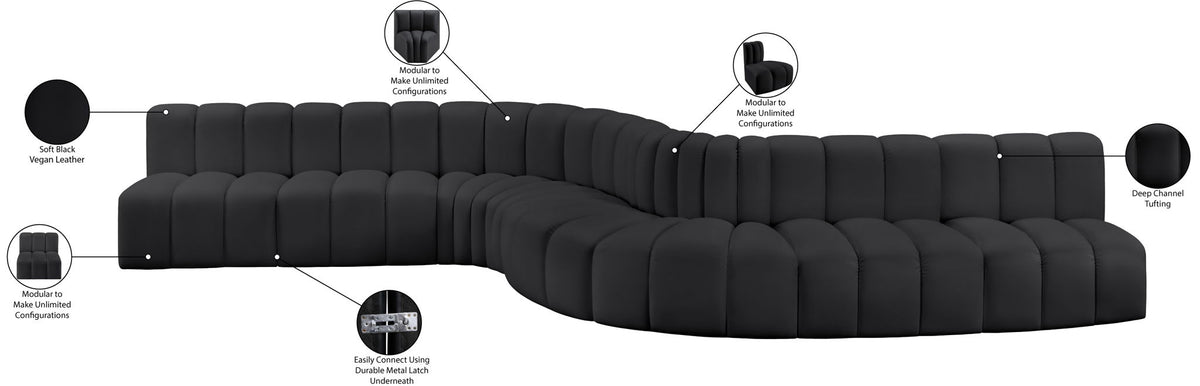 Arc - Faux Leather 8 Piece Curved Modular Sofa
