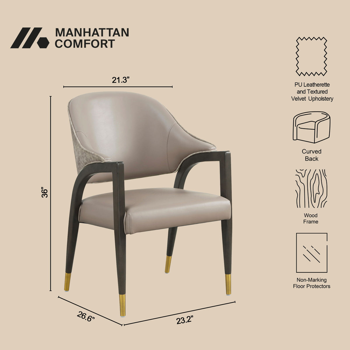 Manhattan Collette - Wood Upholstered Armchair