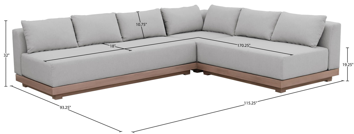 Solace - Olefin Performance Fabric 3 Piece Outdoor Patio Modular Sectional (Sofa, Loveseat & Corner Chair)