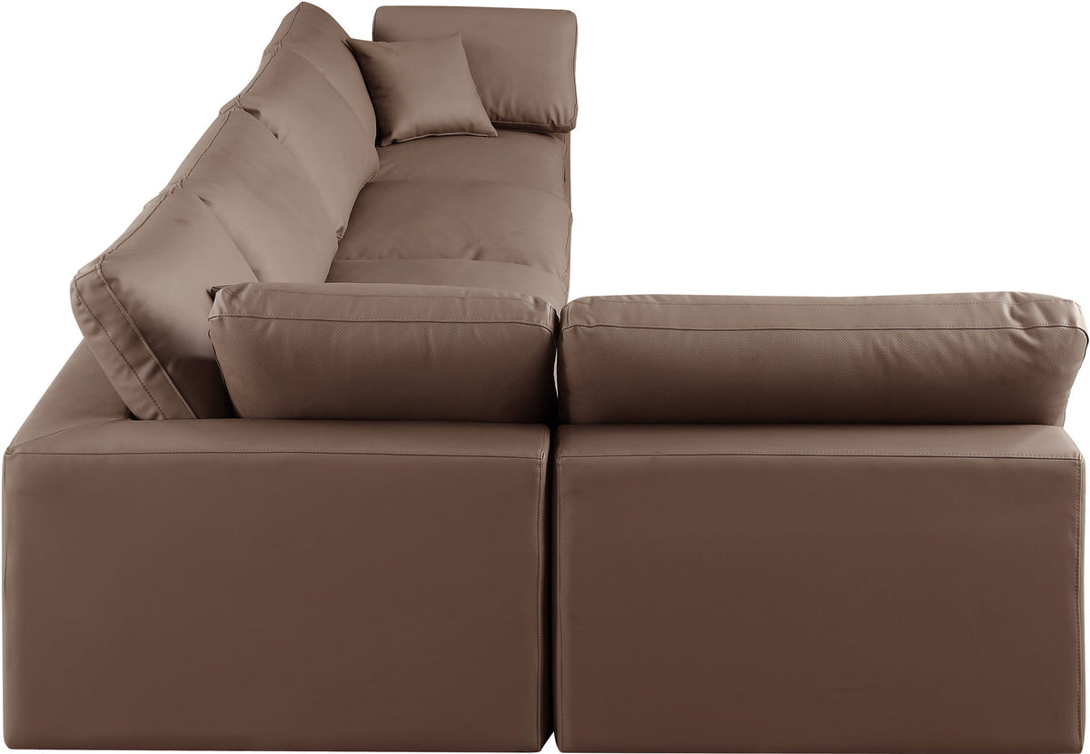 Comfy - 5 Piece Faux Leather Modular Sectional