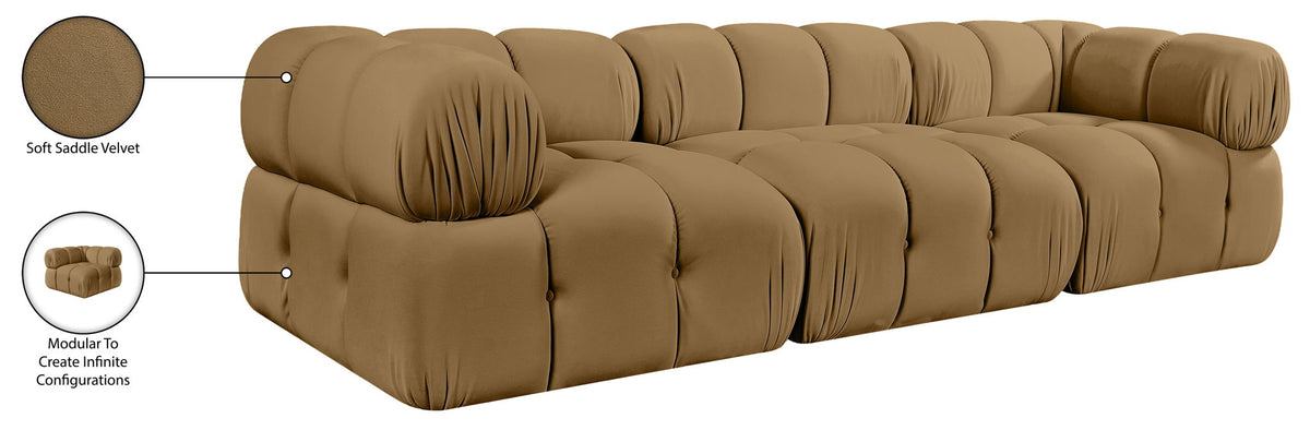 Orin - Velvet Performance Fabric Upholstered 3 Piece Modular Sofa
