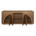 High Light - Lighted 4 Door Console Cabinet - Woodtone