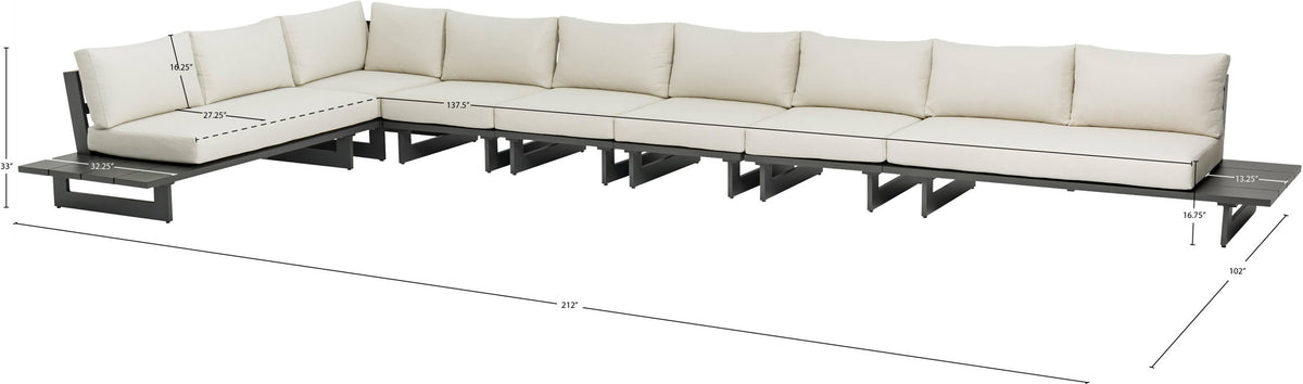 Maldives - 7 Piece Water Resistant Outdoor Patio Modular Sectional With Gray Base