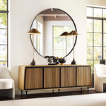 Striation - 4 Door Cabinet - Black / Woodtone
