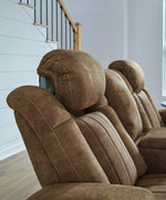 Wolfridge - Power Reclining Loveseat With Console /Adj Hdrst - Brindle