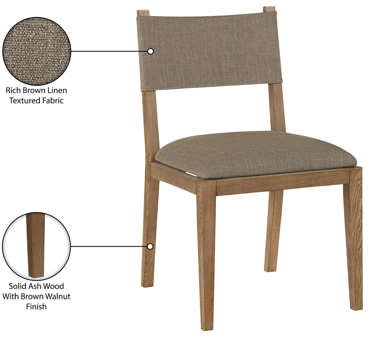 Avon - Linen Textured Performance Fabric Dining Side Chair (Set of 2)